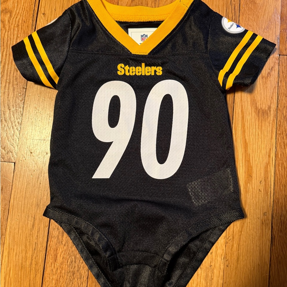 NFL Team Apparel Kids Black and Gold Infant Jersey Bodysuit